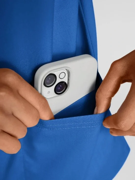 Butter Soft Stretch Scrub Top XS Royal Blue 4 Pocket V-Neck - Picture 3 of 3